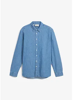 Jeansskjorte i ren økologisk bomull, langermet, bonprix