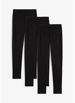 Leggings i elastisk, økologisk bomullsmiks (3-pack), bonprix