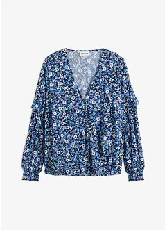 Mønstret bluse med volang, bonprix