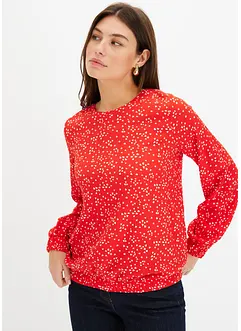 Langermet topp i kreppet jersey, bonprix