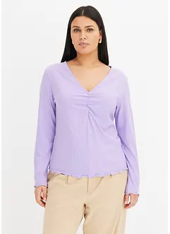 Ribbet topp med V-hals, bonprix