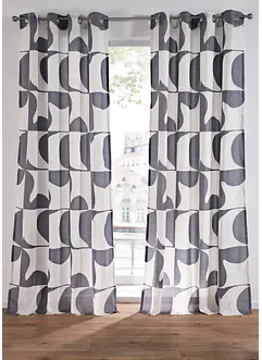 Gardin i resirkulert polyester med grafisk print (1-pack), bonprix