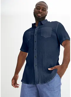 Kortermet crinkle skjorte i 100% bomull, bonprix