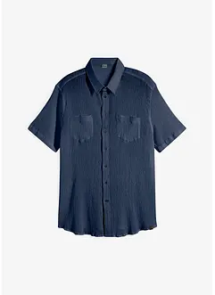 Kortermet crinkle skjorte i 100% bomull, bonprix
