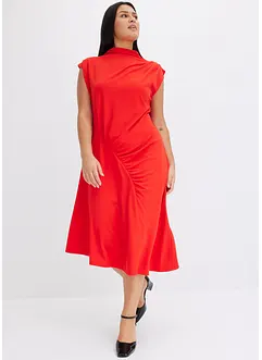 Midikjole med drapering og asymmetrisk fald, bonprix