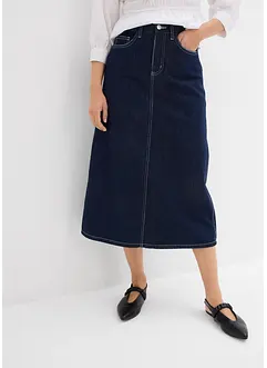 Jeansskjørt Mid Waist, komfortlinning, super soft, bonprix