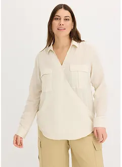 Skjortebluse i omslagslook, bonprix