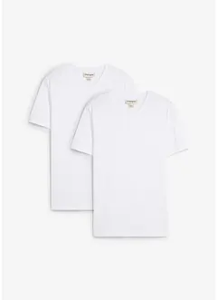 T-skjorte i ren økologisk bomull, Slim Fit (2-pack), bonprix