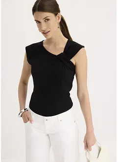 Topp i elastisk bomullsmiks med twist, bonprix