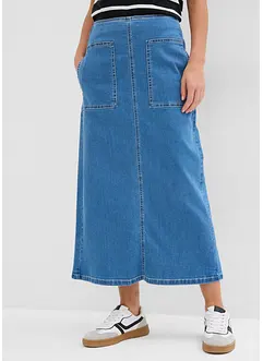 Jeansskjørt Mid Waist, midi-lengde, bonprix