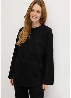 Oversized genser med flettemønster, bonprix