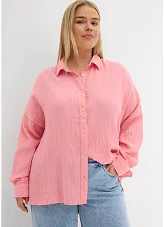 Skjortebluse i musselin med stripemønster, bonprix