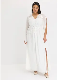 Brudekjole i tynn chiffon med blonder, bonprix
