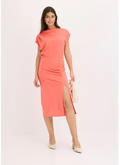 Asymmetrisk trikotkjole med rynkinger, bonprix