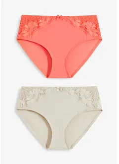 Høy truse med blonder (2-pack), bonprix