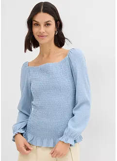 Langermet topp i vaflet materiale, bonprix