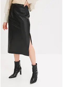 Midiskjørt i imitert skinn, bonprix