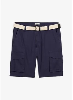 Regular Fit-cargo-bermudashorts i lin-miks med belte, bonprix