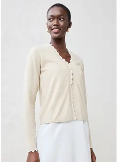 Finstrikket cardigan med silke, bonprix