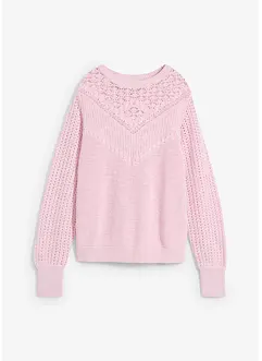 Genser med lin og hullmønster, bonprix