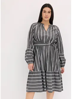 Midikjole i ren bomull med stripemønster, bonprix