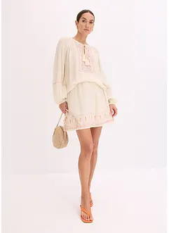 Oversized bluse med broderi, bonprix