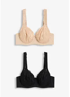 Bøyle-BH med delikate blonder (2-pack), bonprix
