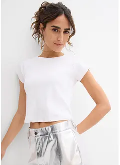 Ribbet topp i kort modell, bonprix