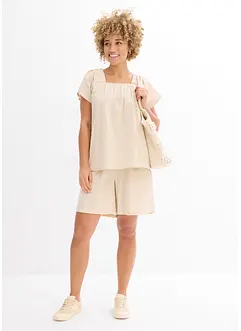 Pull on-shorts i bomullskrepp, bonprix