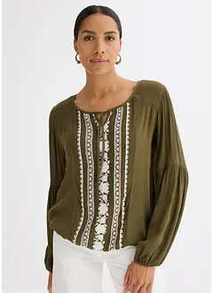 Bluse med broderi, bonprix