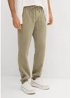 Regular Fit-pull on-bukse i musselin, Tapered, bonprix