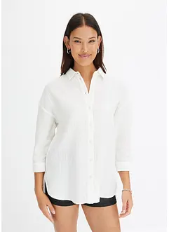 Skjortebluse i musselin, bonprix