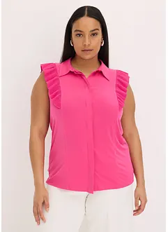 Trikotbluse med volanger, bonprix