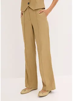 High Waist-bukse med lin og legg, bonprix