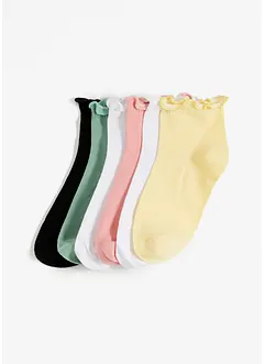Korte sokker med bølgekant og økologisk bomull (6-pack), bonprix