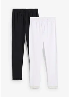 Leggings med blondekant (2-pack), bonprix