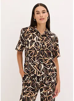Bluse i linstil med print, bonprix