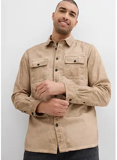 Langermet skjorte i 100% bomull i vasket look, bonprix