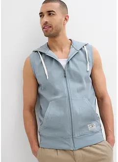 Vest i sweat materiale i myk bomullsmiks med hette, bonprix