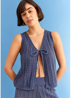 Strikket vest med hullmønster, bonprix