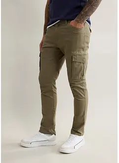 Slim Fit-bukse med stretch og cargolommer, Straight, bonprix