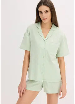 Shorty av musselin med knappestolpe, bonprix