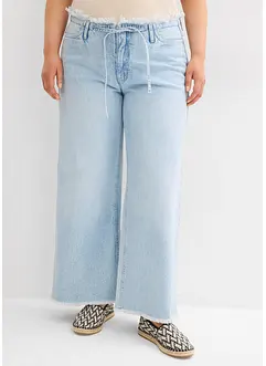 Wide Leg-jeans, Mid Waist, Low Stretch frynser, bonprix