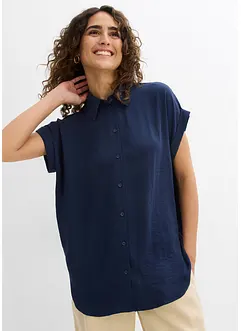 Bluse med korte ermer og resirkulert polyester, bonprix
