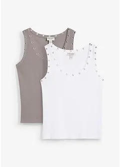 Ribbet topp i 100% bomull (2-pack), bonprix