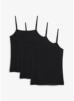 Stroppetopp med økologisk bomull (3-pack), bonprix