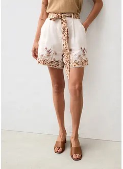 Shorts i ren lin med blomsterprint, bonprix