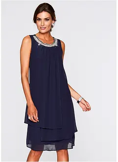 Chiffonkjole med strasspynt, bonprix