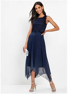 Premium-chiffonkjole med blonder, bonprix