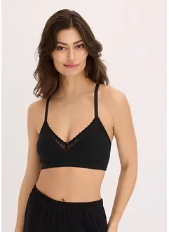 Vattert bralette uten bøyle med økologisk bomull (2-pack), bonprix